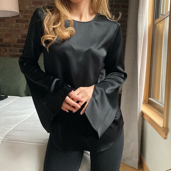 NWT Theory Bringam Slit Sleeves Georgette Top - Picture 2 of 5